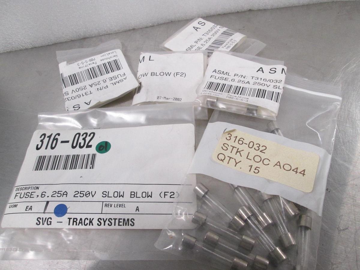 Used Fuse, 6.25A, 250V, Slow Blow (F2), 316-032, New, Lot of 20