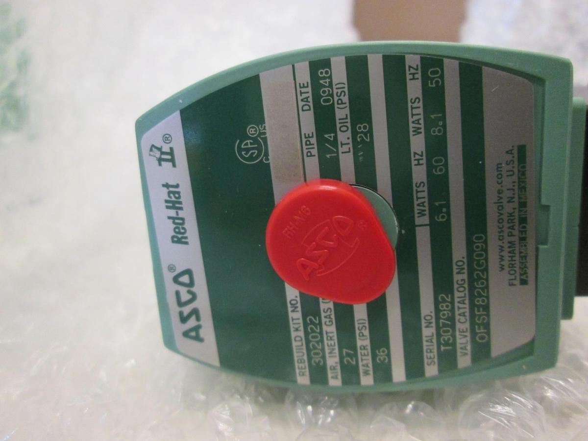 Asco Red Hat, 2 Way Solenoid Valve, 6W, 120VAC, 9/32", 27 PSI, OFSF8262G090, New