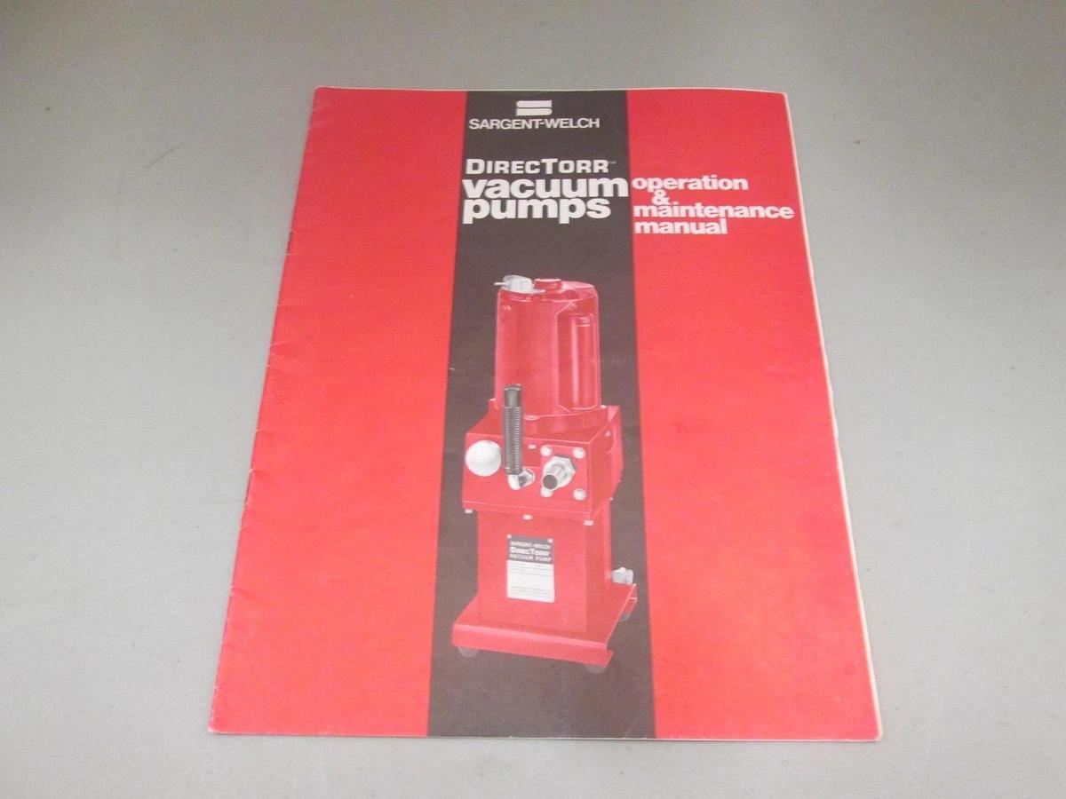 Used Sargent-Welch, 41-2937DirecTorr Vacuum Pump Operation & Maintenance Manual, Used