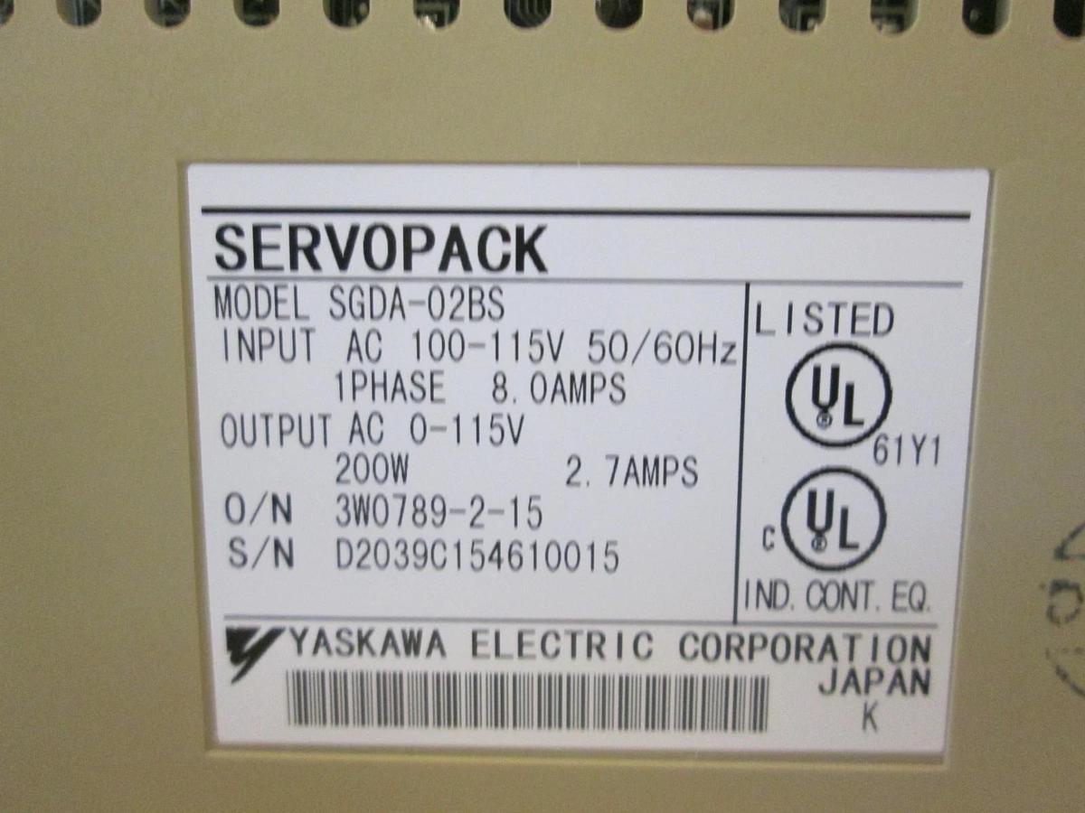 Used Yaskawa, Servopack, Motor Driver, SGDA-02BS, 100-115V, 50/60Hz, Used
