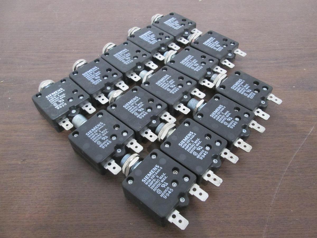 Used Siemens, W58-XB1A4A-3, 3A, Thermal Circuit Breaker, Used, Lot of 14