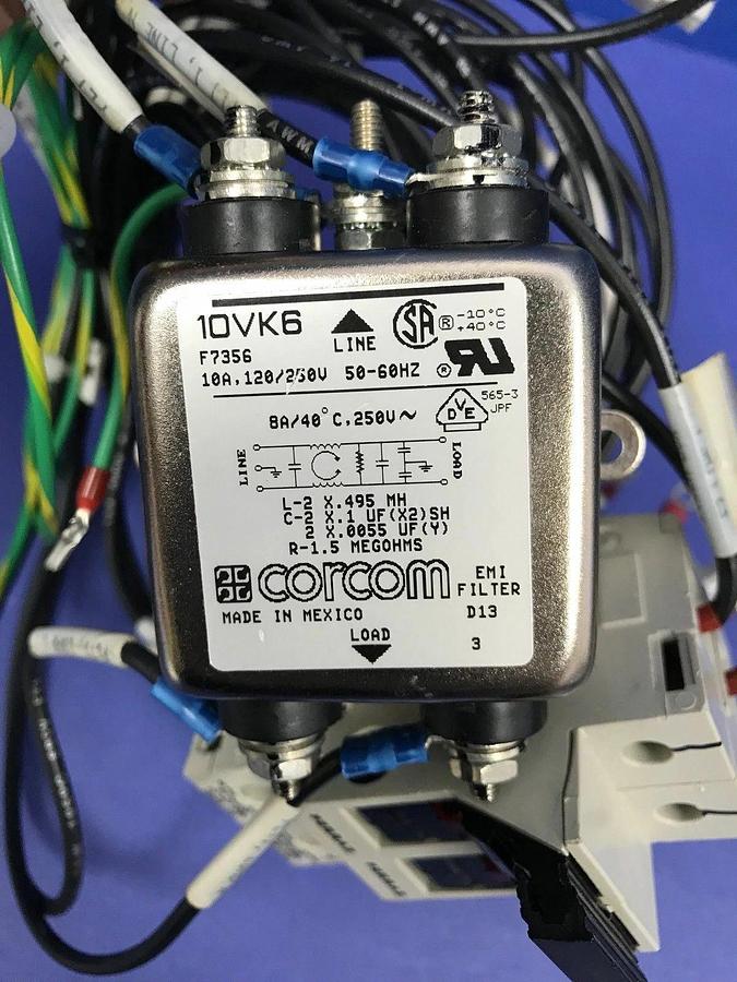 Used Tokyo Electron Harness Assy w/ Ferraz ST10 Fuse Holder & Corcom 10VK6, Used