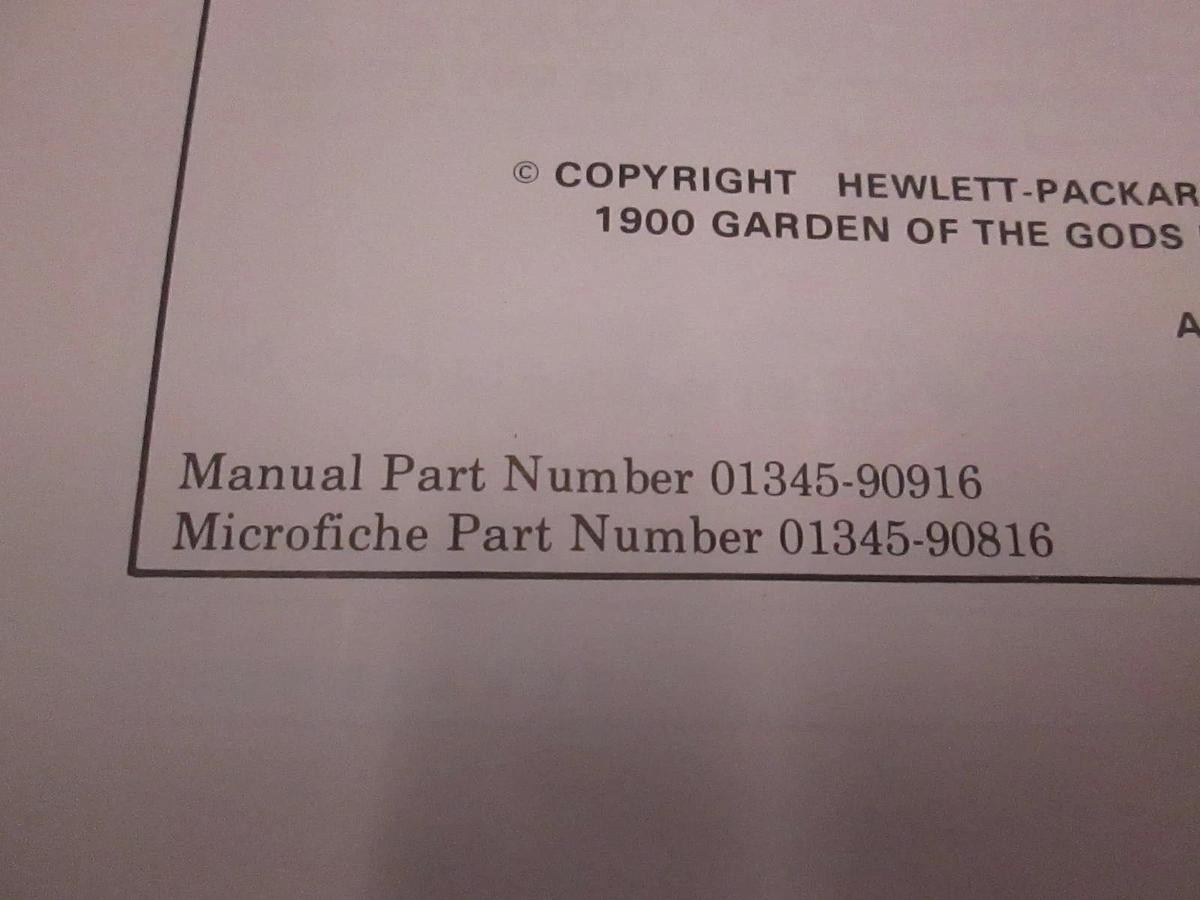 Used HP Model 1345A Digital Display, Operating and Service Manual, Used