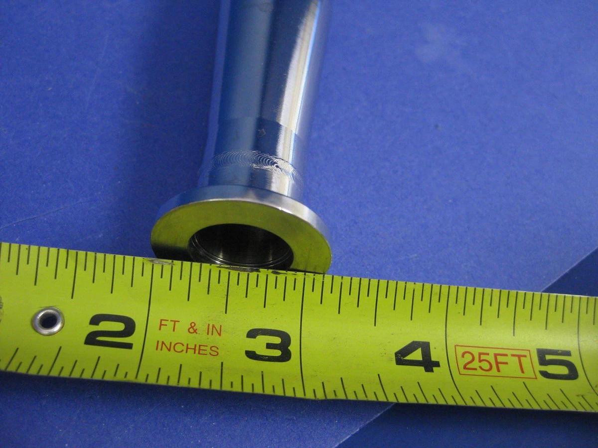 Vacuum Tube Weldment, NW20 Miltered Elbow x Conical NW16 w/ Bellows Neck, New