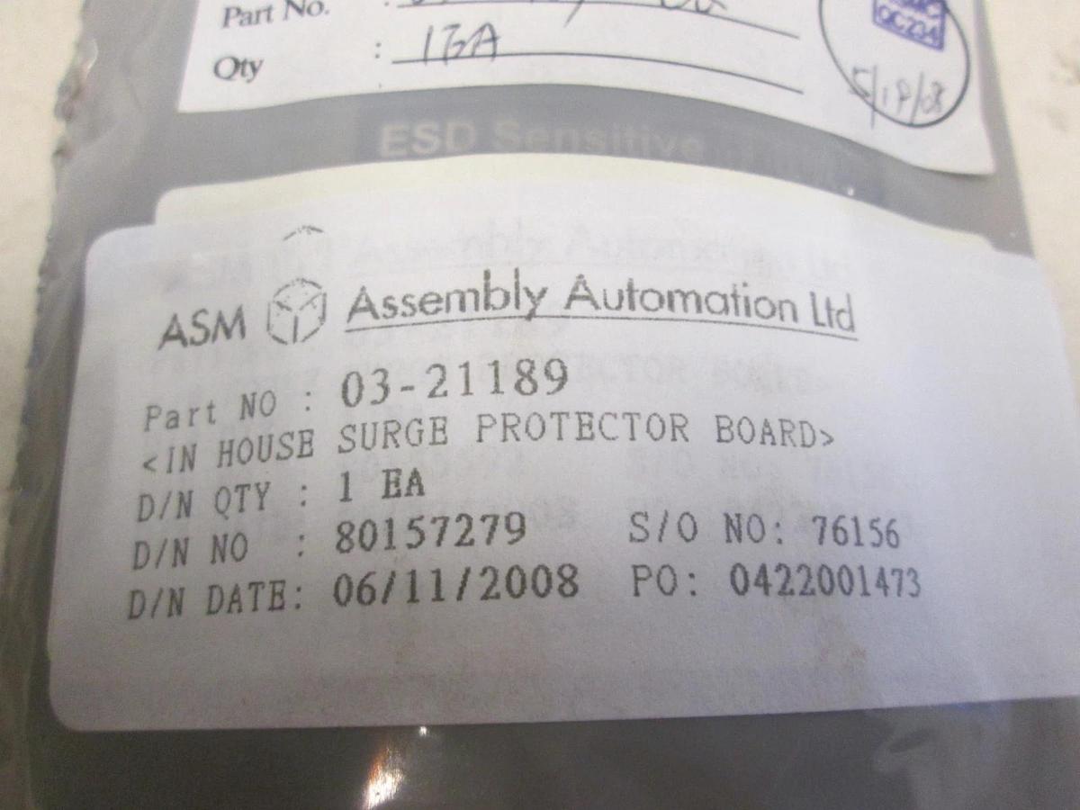 ASM, IN House Surge Protector Board, 03-21189, New