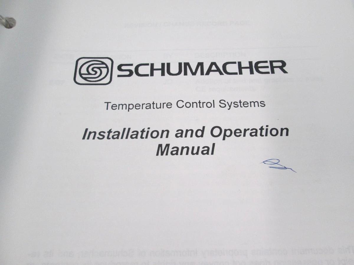 Used Schumacher, 9901-0036E, Chemical System Installation and Operation Manual, Used