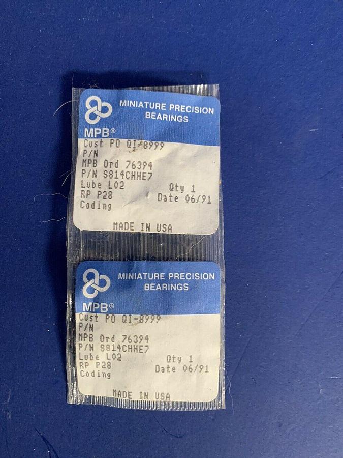 MPB S814CHHE7 Miniature Precision Bearing, Lot of 2, New