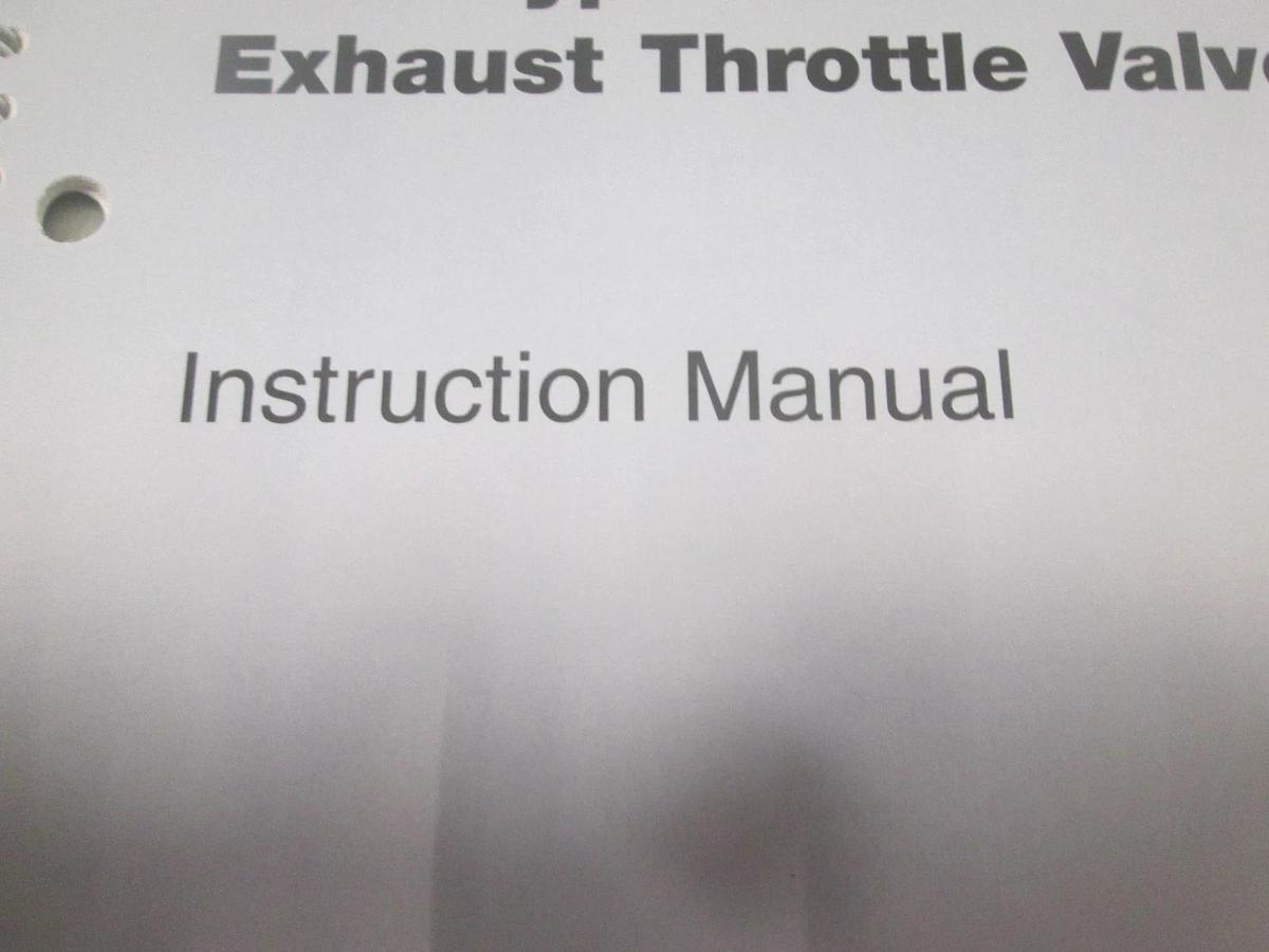 Used MKS, Type 653B Exhaust Throttle Valve Instruction Manual, 117082-P1, Used
