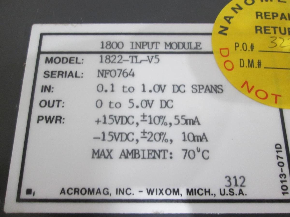 Used Acromag, Model 1822-TL-V5, 1800 Input Module, 0.1-1.0V In, Used