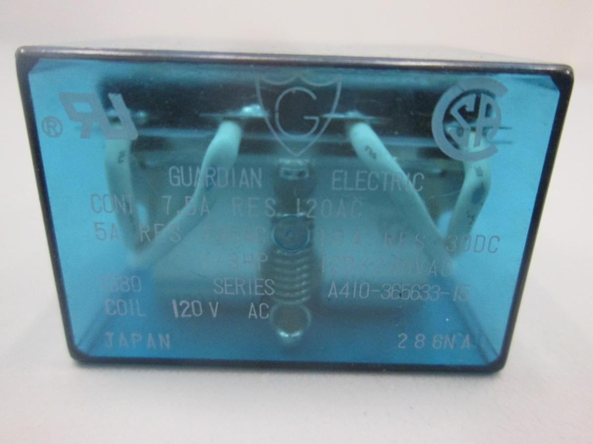 Used Guardian Electric, A410-365638-15, 120/240 VAC Relay, Used