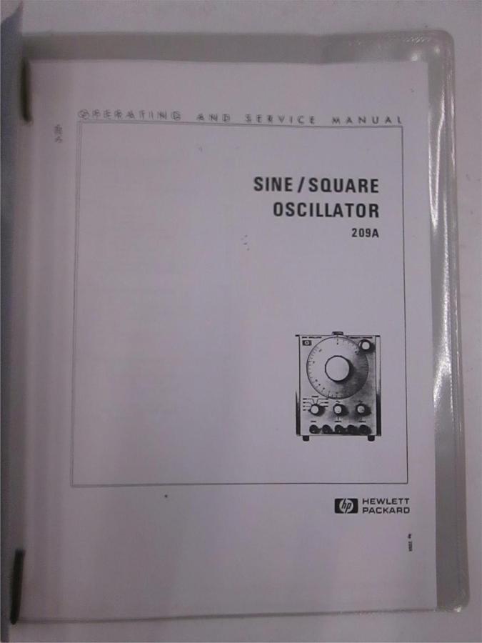 Used HP Sine/Square Oscillator 209A Operating and Service Manual, Used
