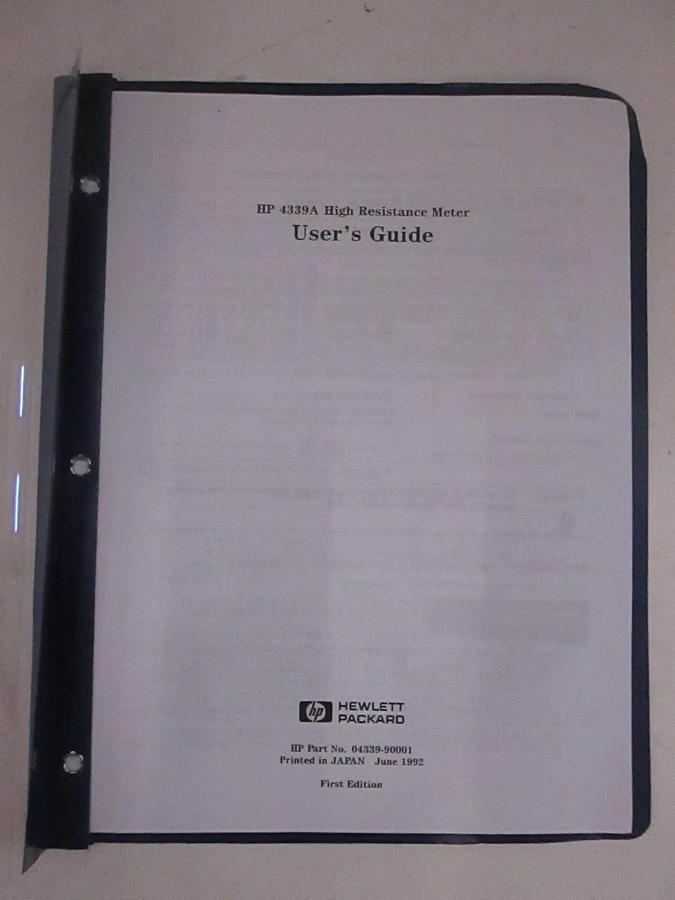 Used HP Model 4339A High Resistance Meter User's Guide, Used