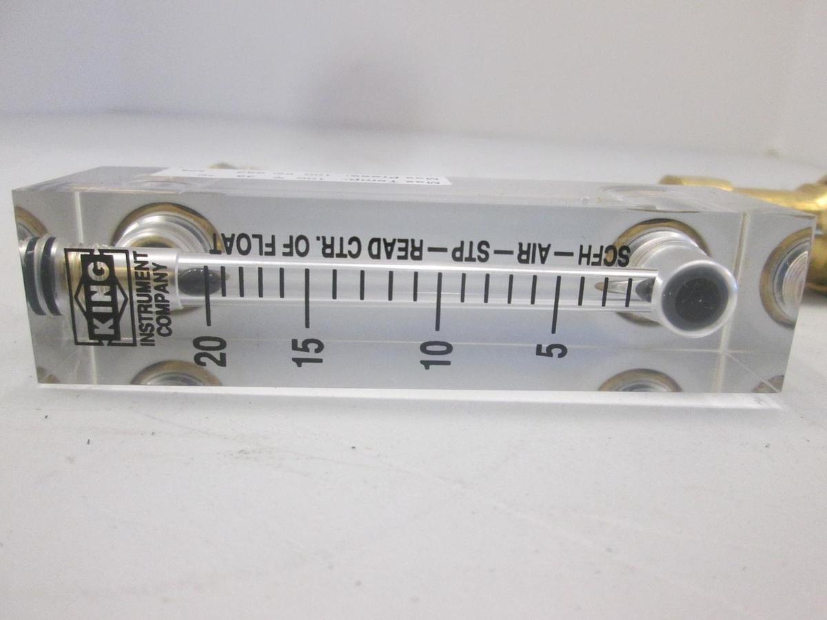 Used King Instruments, 0-20 SCFH-Air-STP-Read CTR. of Float w/ Fittings, Used