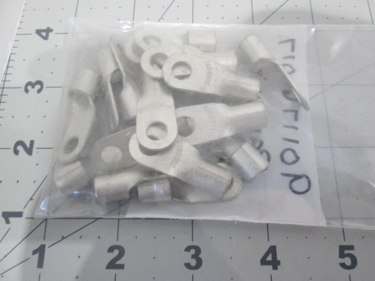 Panduit, P4-14R-E, Non-Insulated Ring Terminal 4 AWG 1/4" Stud, New, Lot of 16