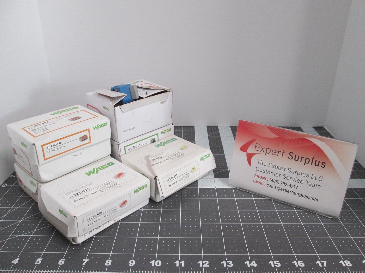 Used WAGO, Wire Connectors Lot of 6 Boxes 221-613, 773-173, 222-415,221-413-773-114