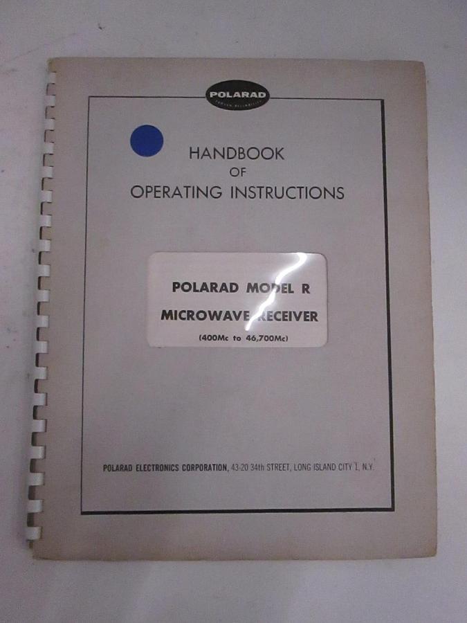Used Polarad Model R Microwave Receiver Instruction Manual, Used