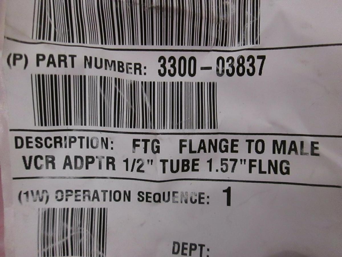 Used AMAT, FTG Flange To Male VCR Adpt 1.2" Tube 1.57" Flng, 3300-03837, Used