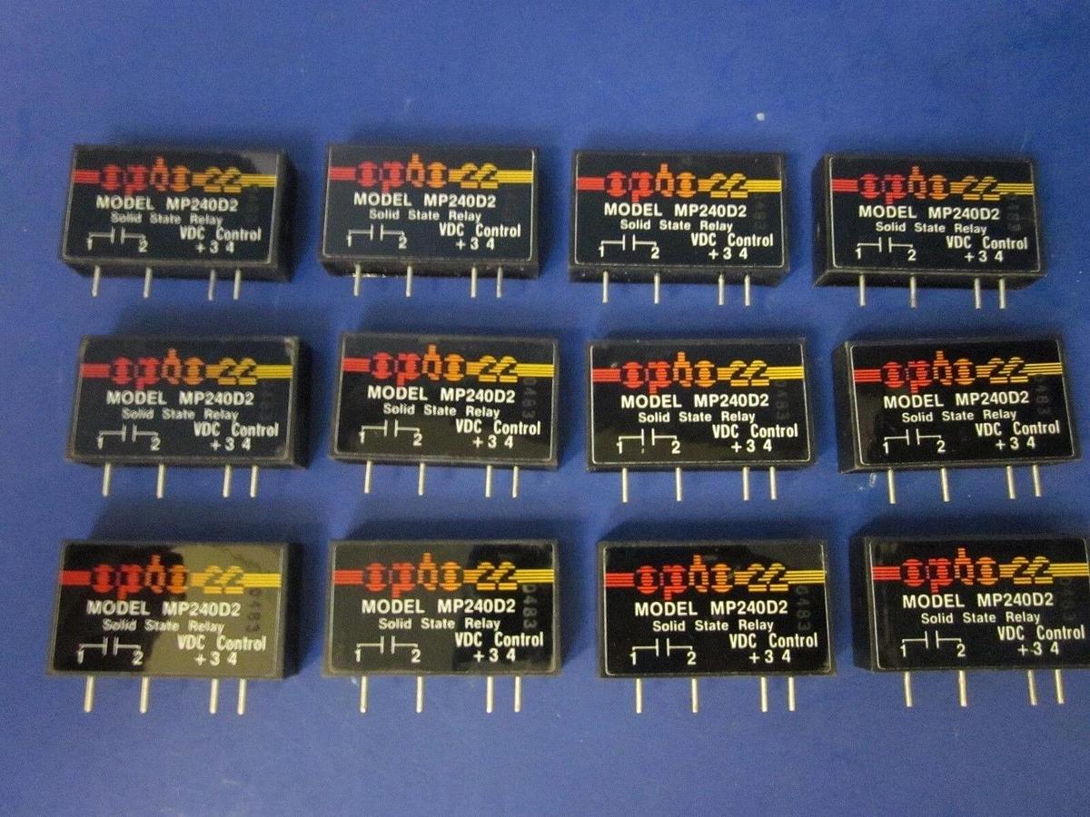 Used OPTO 22 MP240D2 Solid State Relay, 2A, 24-280 VAC, Through Hole, Lot of 12 Used