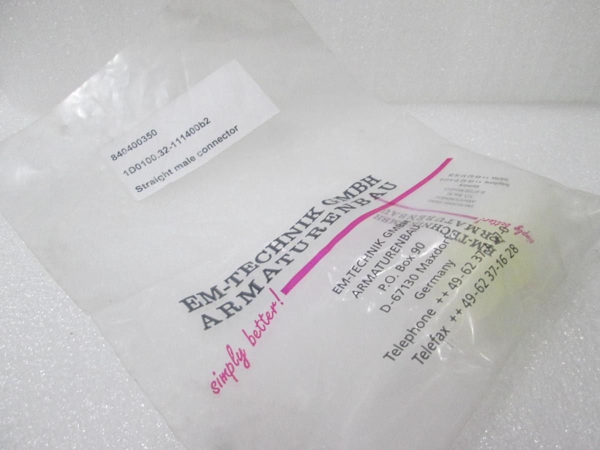 EM-Technik GMBH, 1D0100.32-111400b2, Straight Male Connector, New
