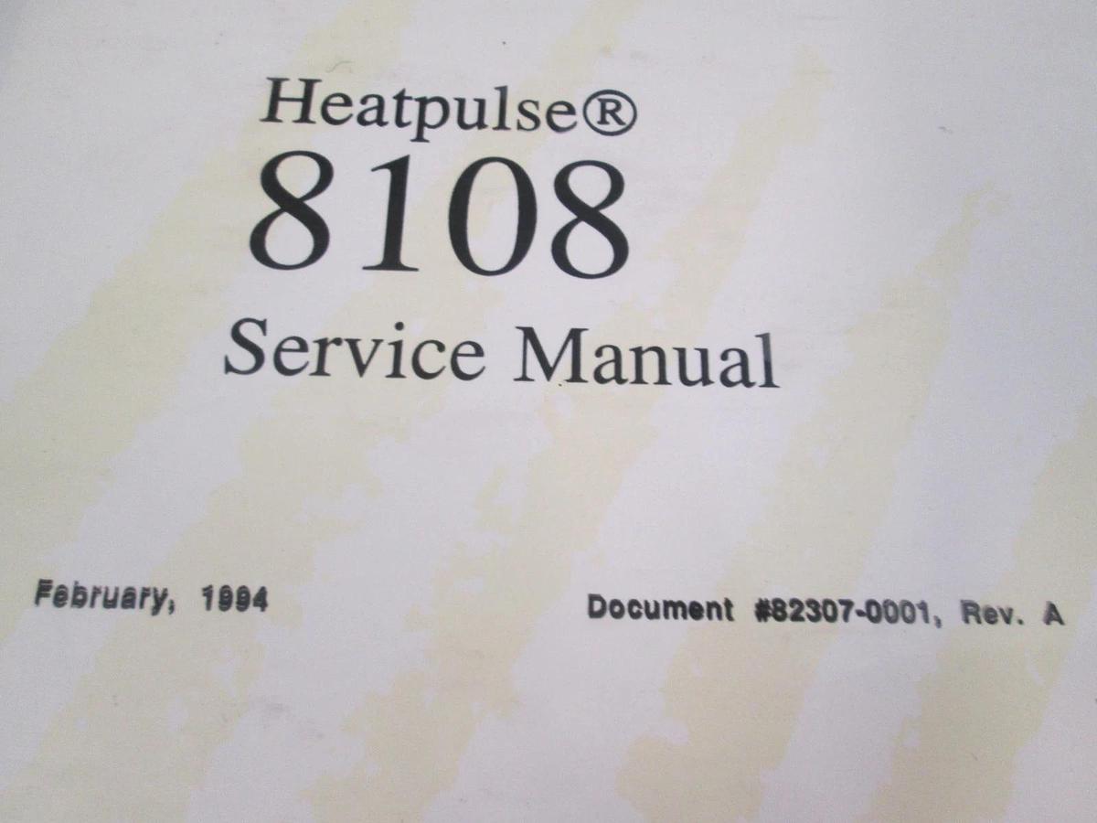 Used Heatpulse, 8108, Service Manual , 82307-1000, Rev A, Used