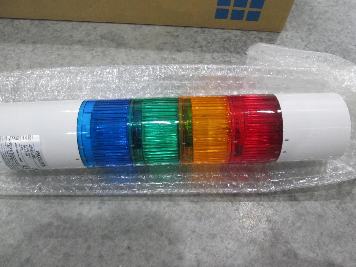Patlite, LR6-02LJBW, 60mm, 4-Tier, 24VDC, Pole Mont/Cable, Flashing/Buzzer, New