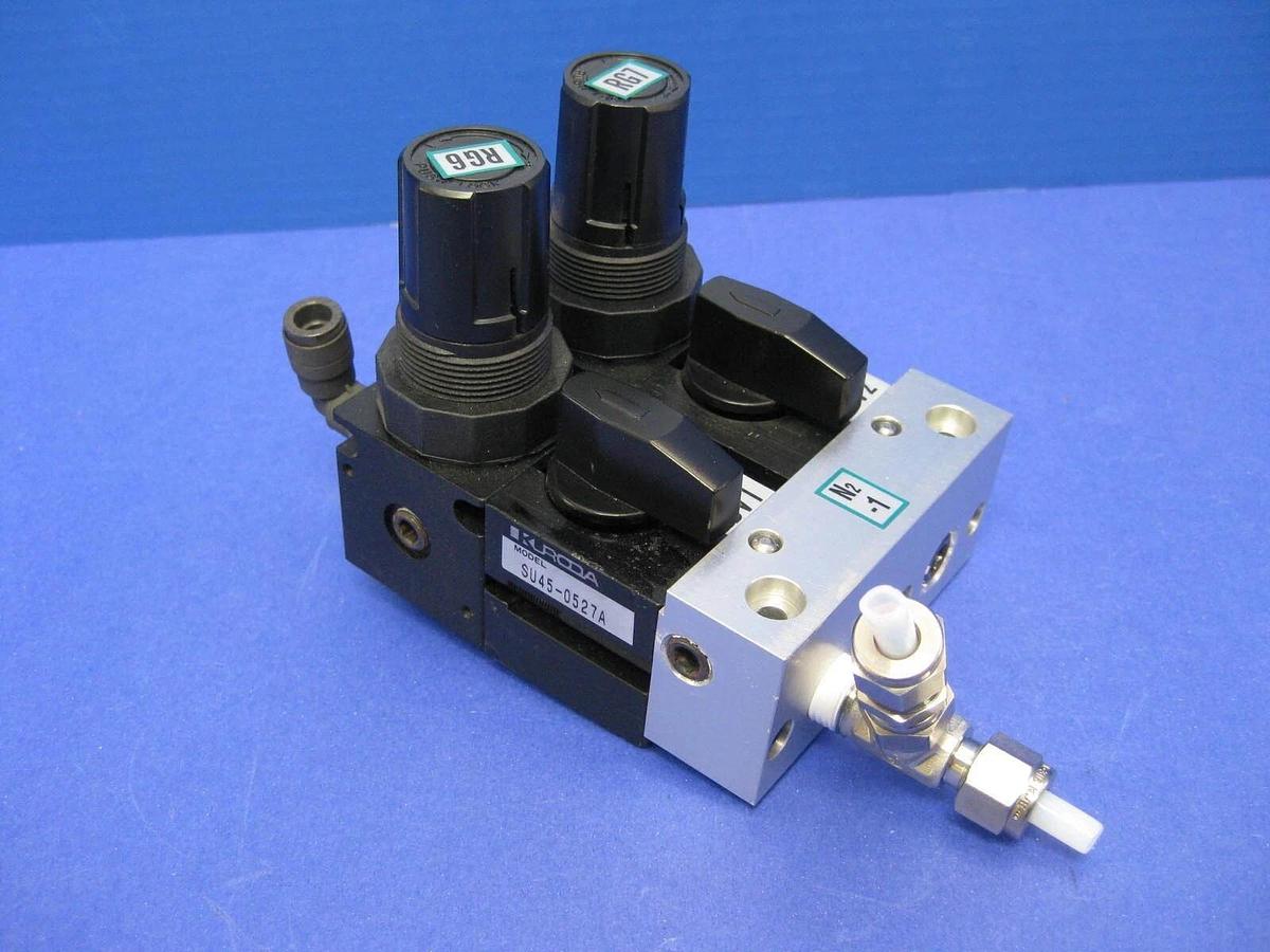 Used TEL Kuroda R45 ZF Double Regulator Assembly, Manifold Mounted, Used