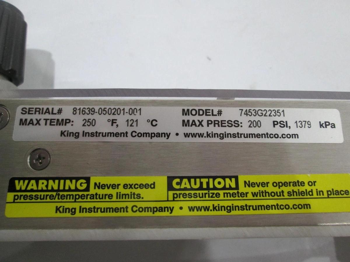 Used King Instruments, 7453G22351, Flow Meter, Used