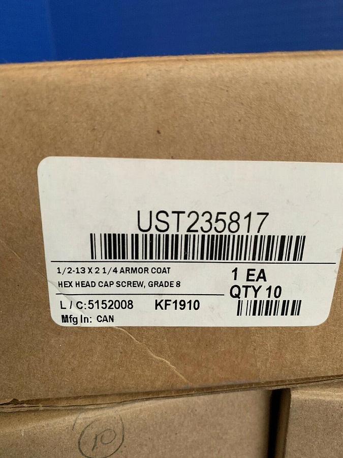 Hex Cap Screw,1/2"-13 x 2-1/4" Armor Coat Steel, UST235817, Lot of 60, New