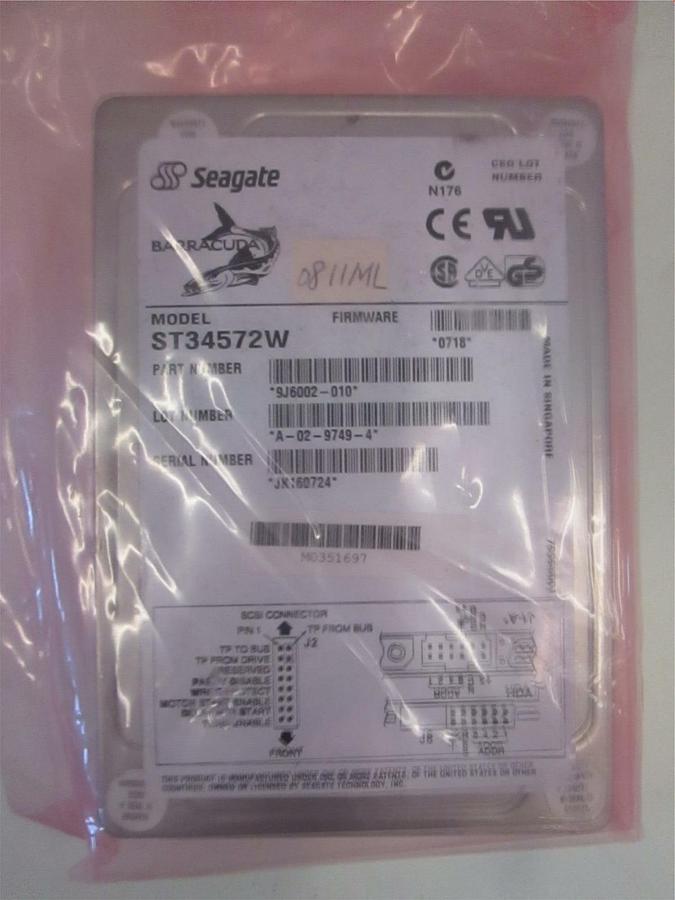 Used Seagate, SCSI Hard Drive, ST34572W, New