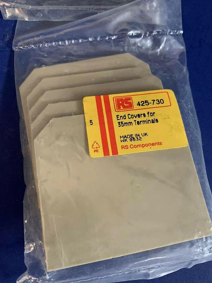 Used RS Components 425-730 End Covers for 35mm Terminals, Lot of 30