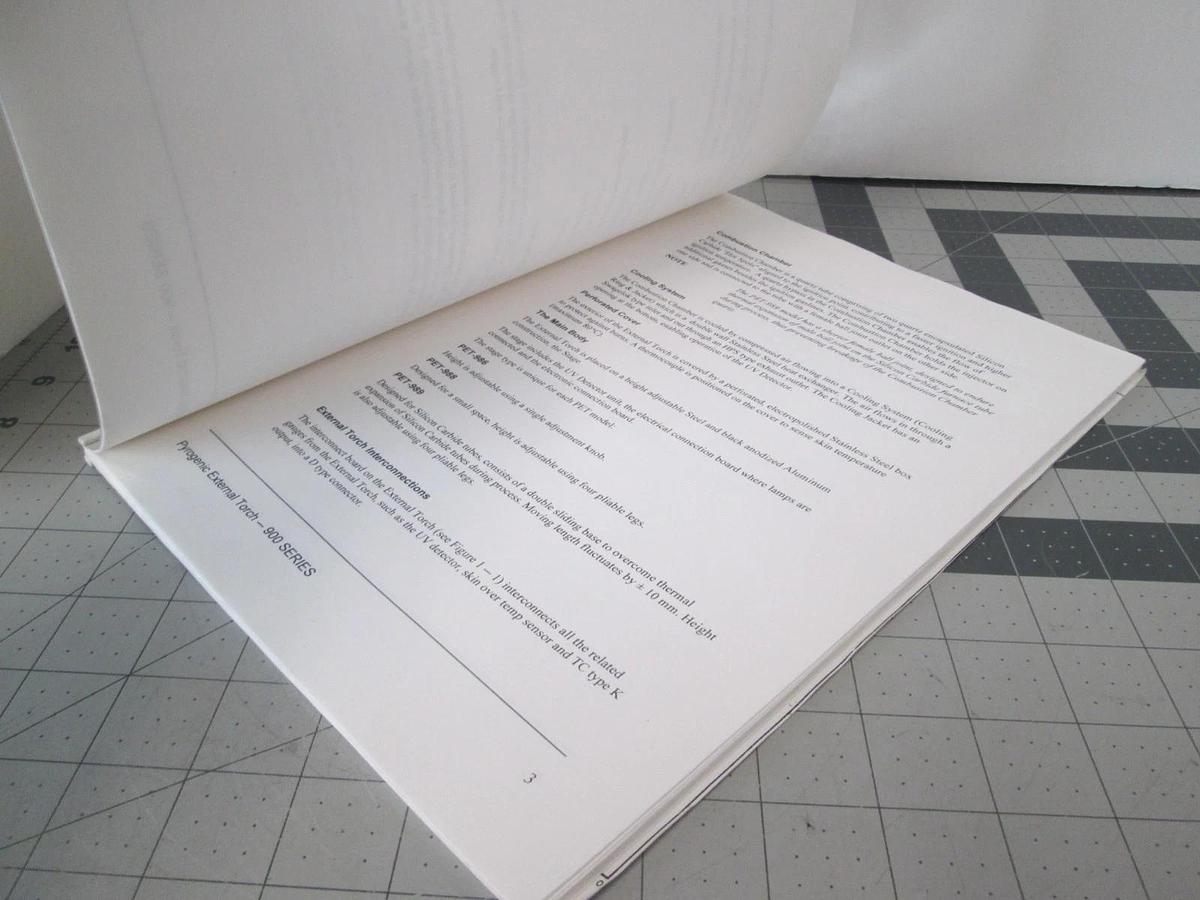Used Persys Technology, Pyrogenic External Torch, 900- Series User Manual, Used