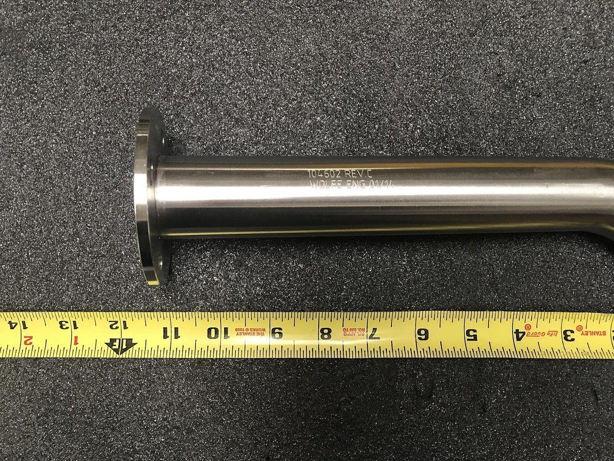 Used SS Vacuum 1.5"ID x 11"L Pipe Elbow, 3.125" CF Adapter x Butt Weld, New