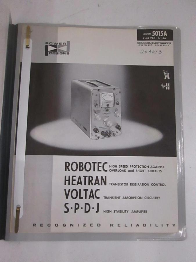 Used Power Designs Model 5015A Parts List, Used