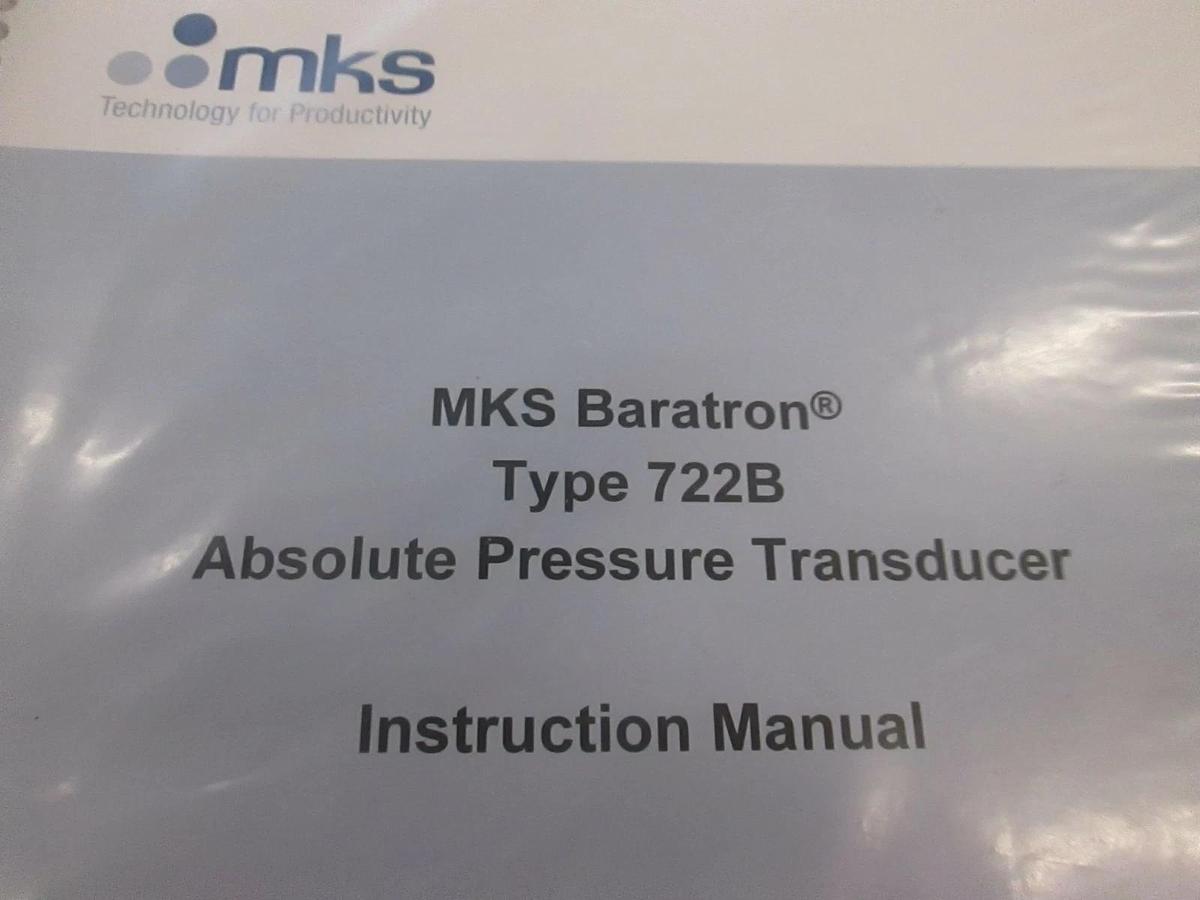 Used MKS Type 722B Absolute Pressure Transducer Manual, 115981-P1, New