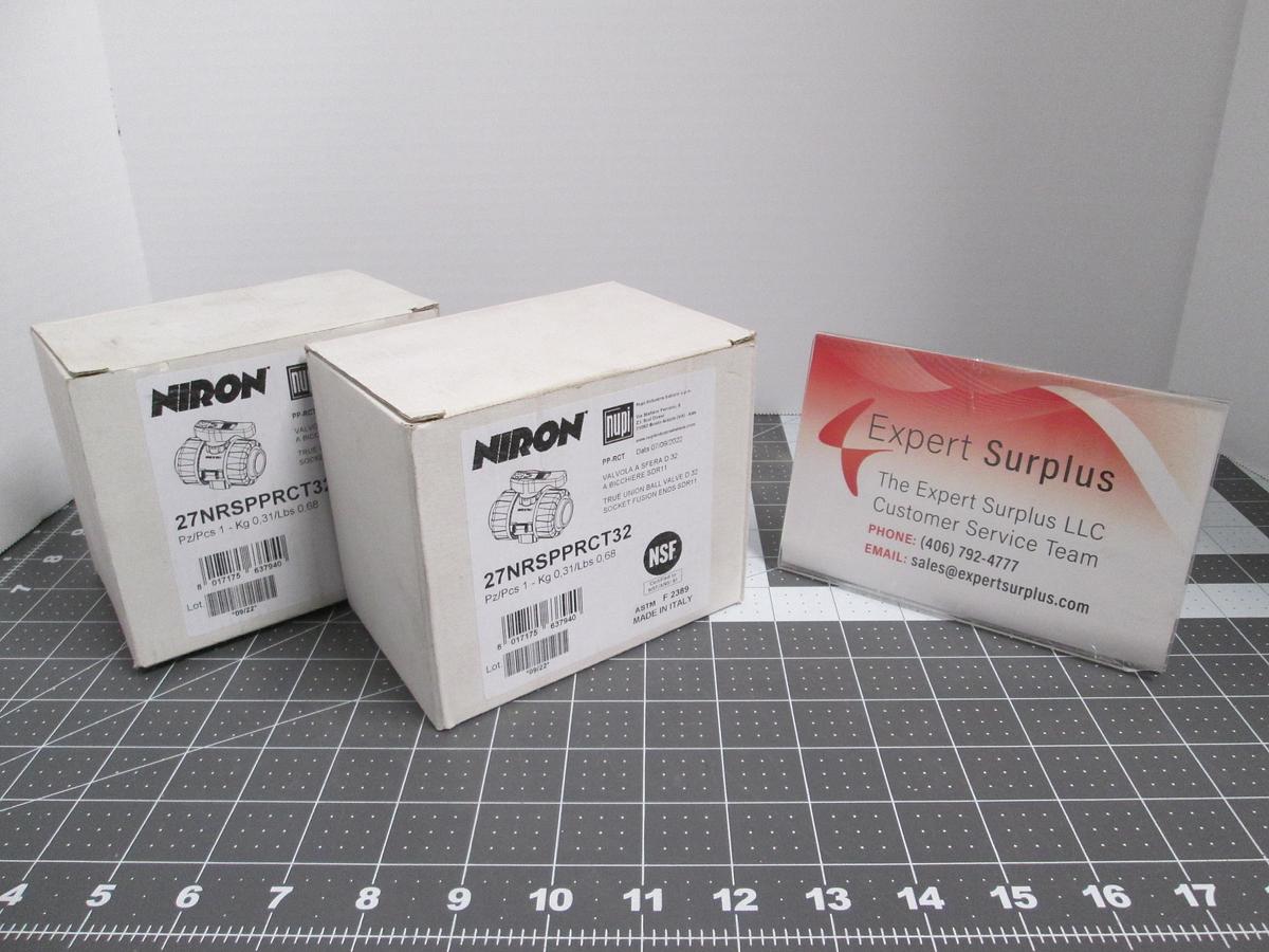 Lot 2 Niron NUPI 27NRSPPRCT32 1-1/4" PP-RCT True Union Ball Valve NIB