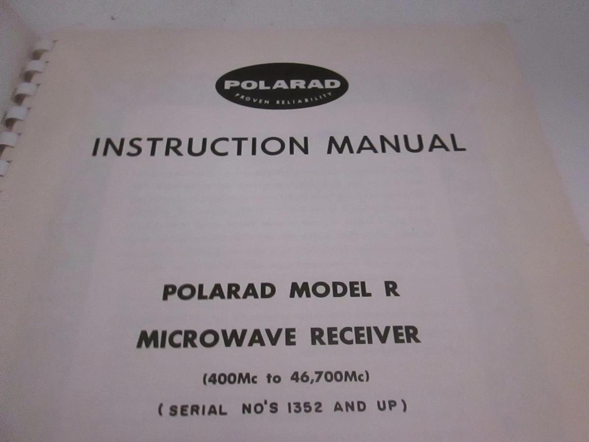 Used Polarad Model R Microwave Receiver Instruction Manual, Used