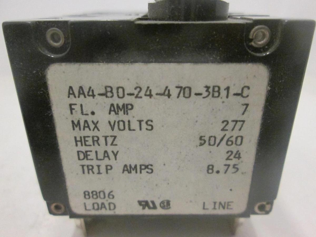 Carling Switch, AA4-B0-24-470-3B1-C, CIRCUIT BREAKER 4P, 7AMP, New