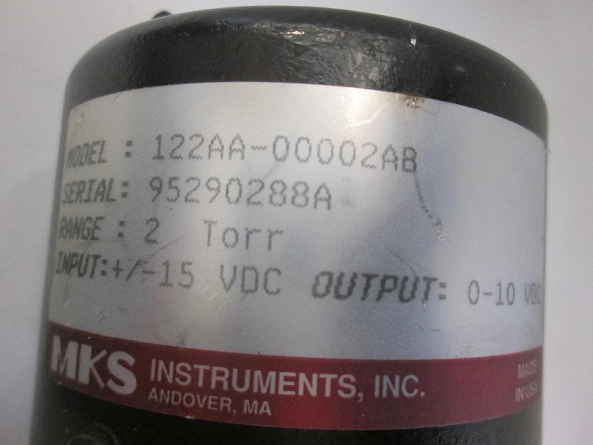 Used MKS Instruments, 122AA-00002AB, 2 Torr, Baratron Pressure Transducer, Used