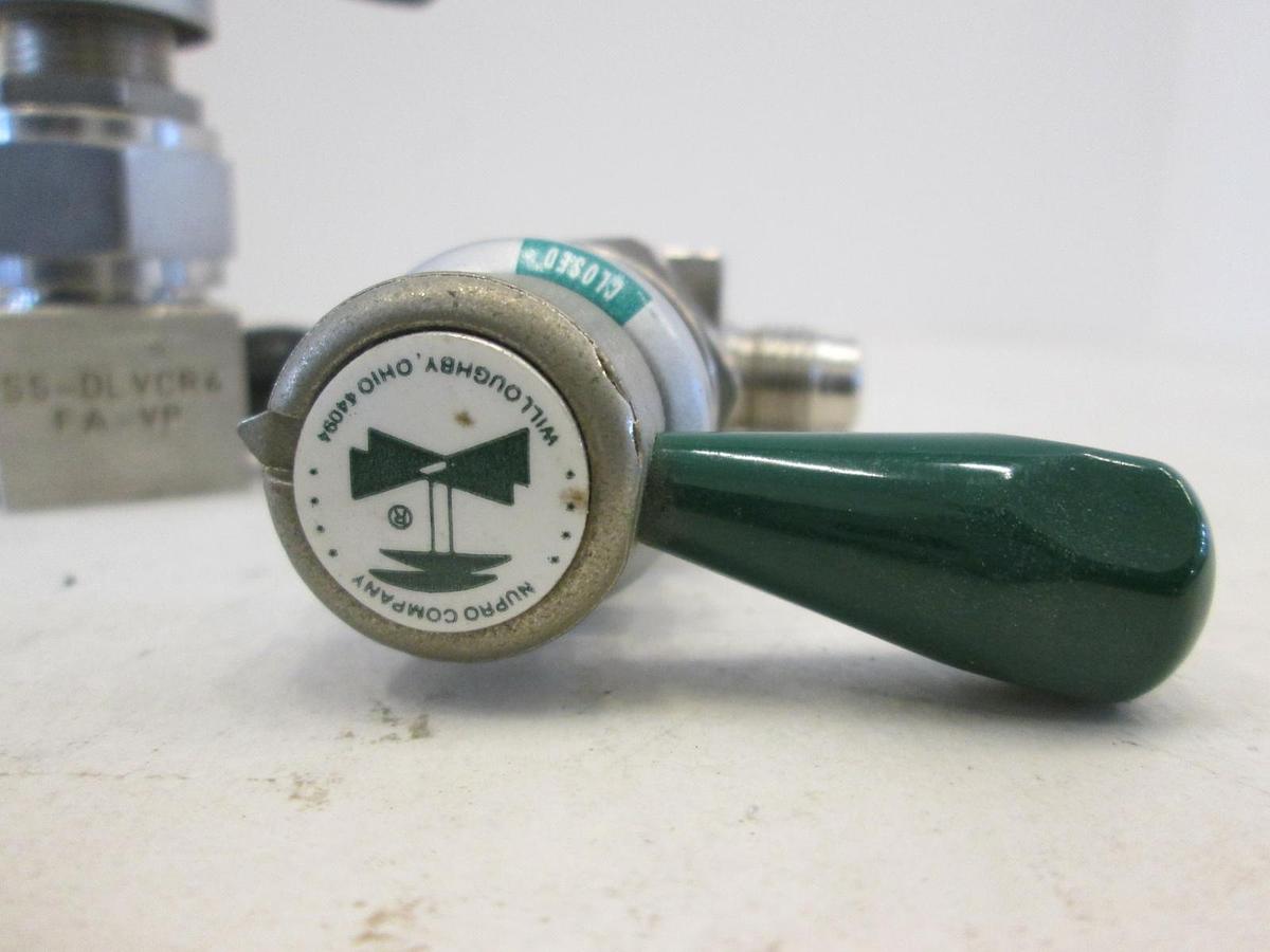 Used Nupro, SS-DLVCR4-FA-VP, Diaphragm Sealed Valve, 1/4 MVCR, Used, Lot of 2