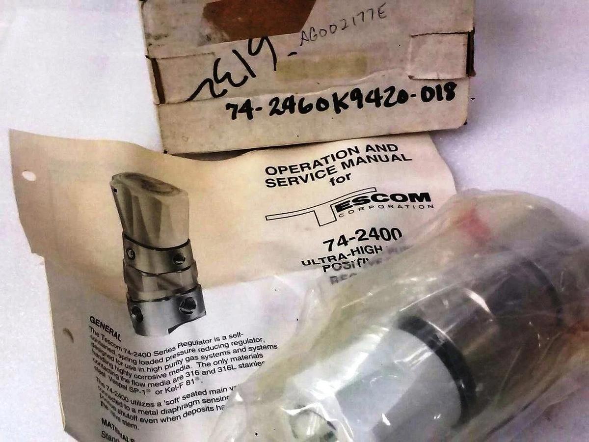 Tescom 74-2460K9420-018 1/4" stub Ultra High Purity Positive Seal Regulator, NIB