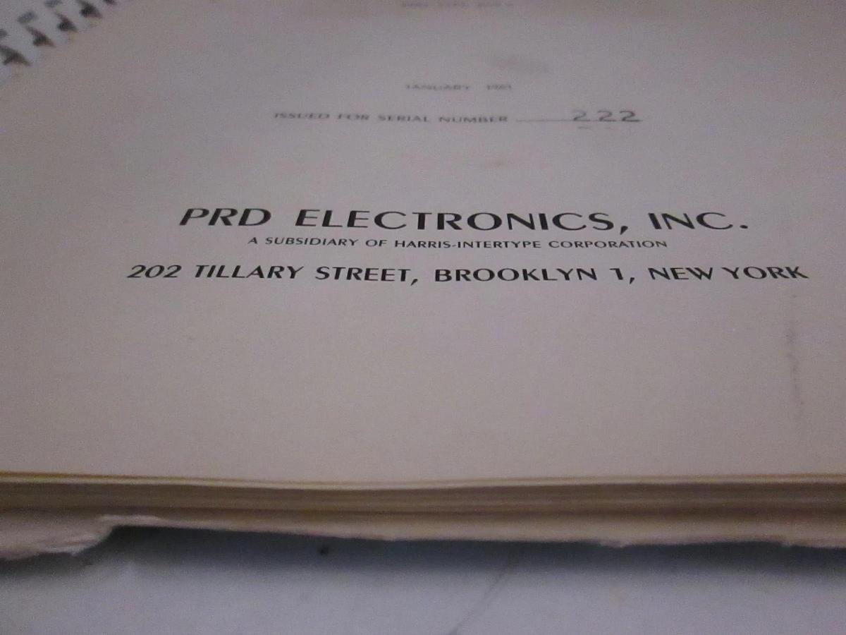 Used PRD Type 809-A Klystron Power Supply Operating and Maintenance Manual, Used