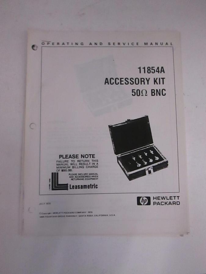 Used HP 11854A Accessory Kit, Operating and Service Manual, Used