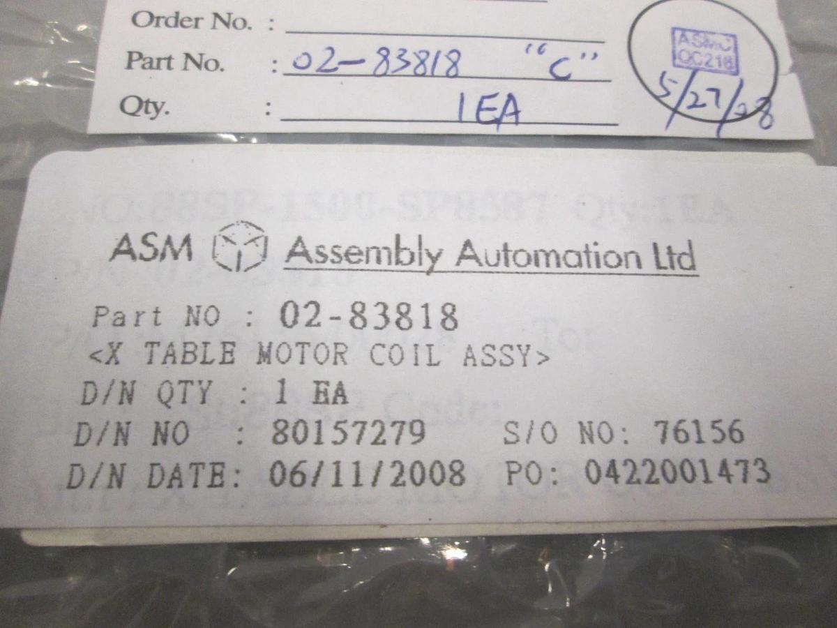ASM, X Table Motor Coil Assy, 02-83818, New