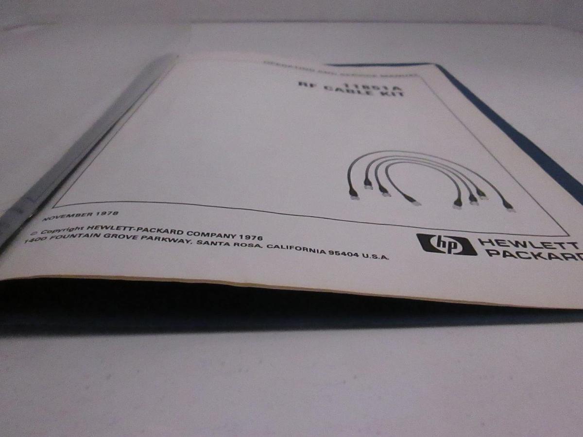 Used HP 11851A RF Cable Kit, Operating and Service Manual, Used