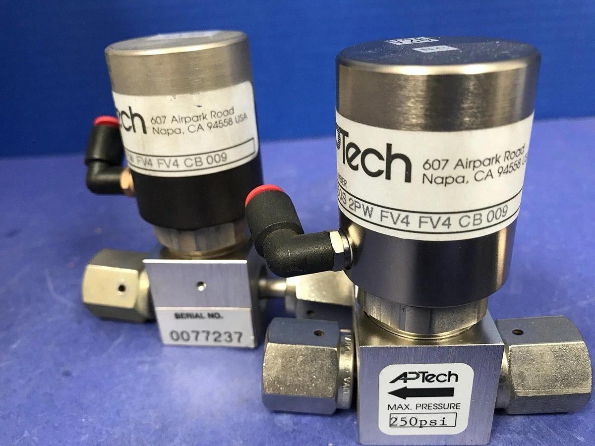 Used Aptech AP3550S 2PW FV4 FV4 CB 009 Bellows Sealed Valve 1/4" FVCR, Lot of 3