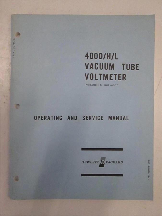 Used HP 400D/H/L Vacuum Tube Voltmeter Operating and Service Manual, Used
