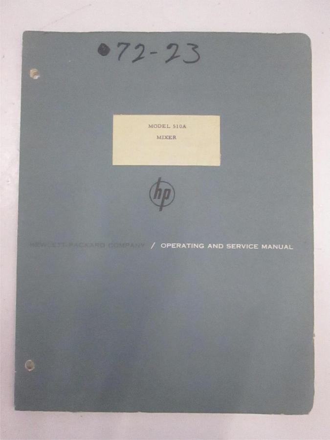 Used HP Model 510A Mixer Operating and Service Manual, Used