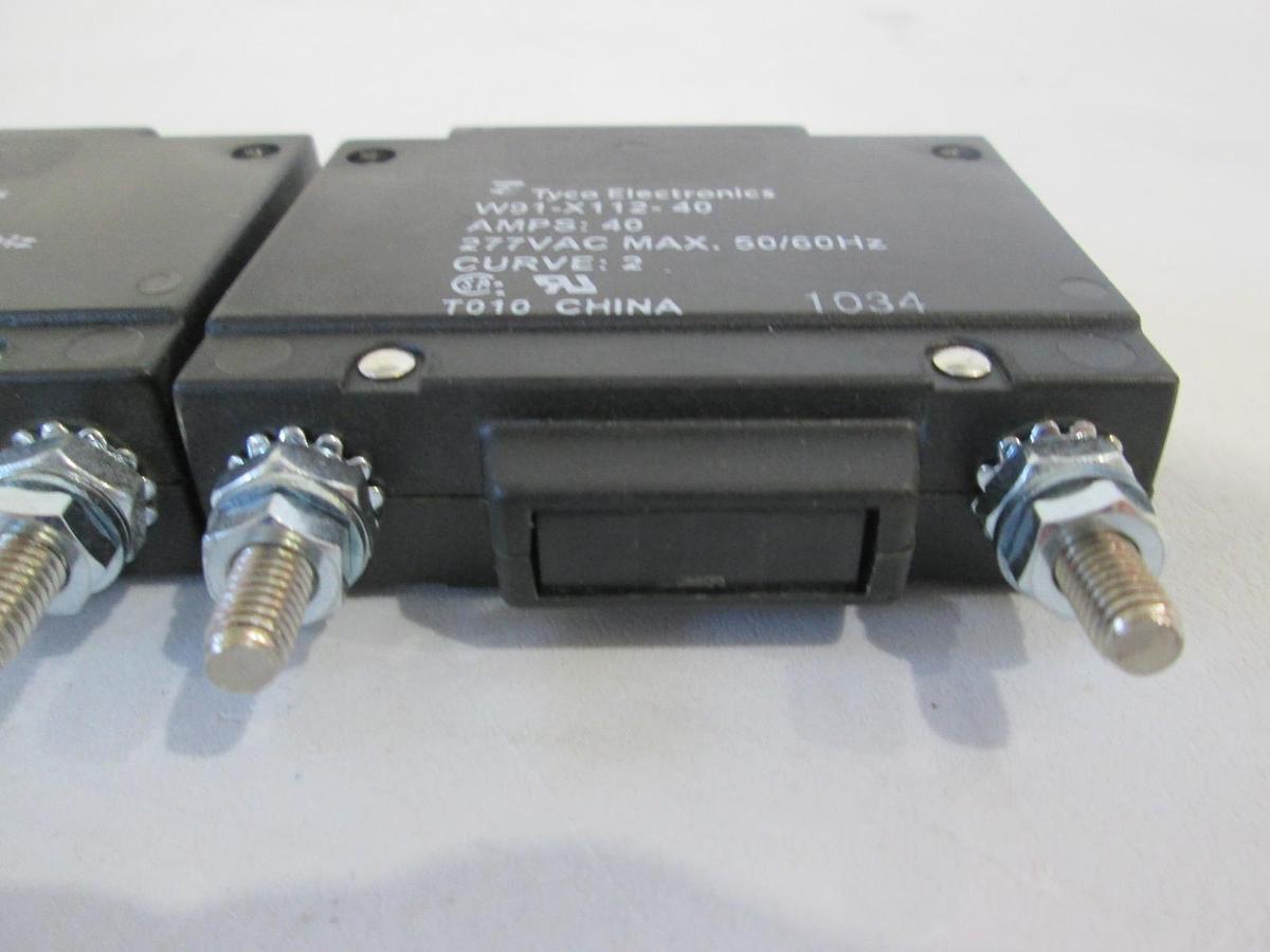 Used Tyco Electronics, W91-X112-40, Circuit Breaker, 40A, 277VAC Max, New, Lot of 2