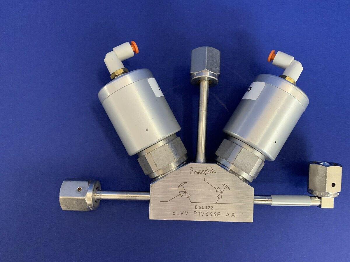 Used Swagelok 6LVV-P1V333P-AA Diaphragm Sealed, 2-Valve, 3-Port Monoblock, NC, Used