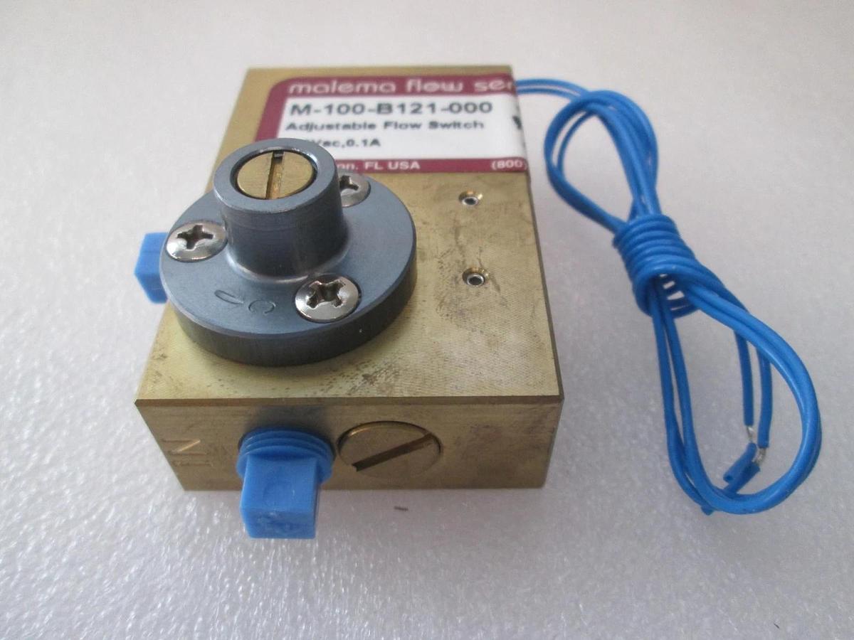 Malema Flow Sensor, M-100-B121-000, Adjustable Flow Switch, 120Vac, New